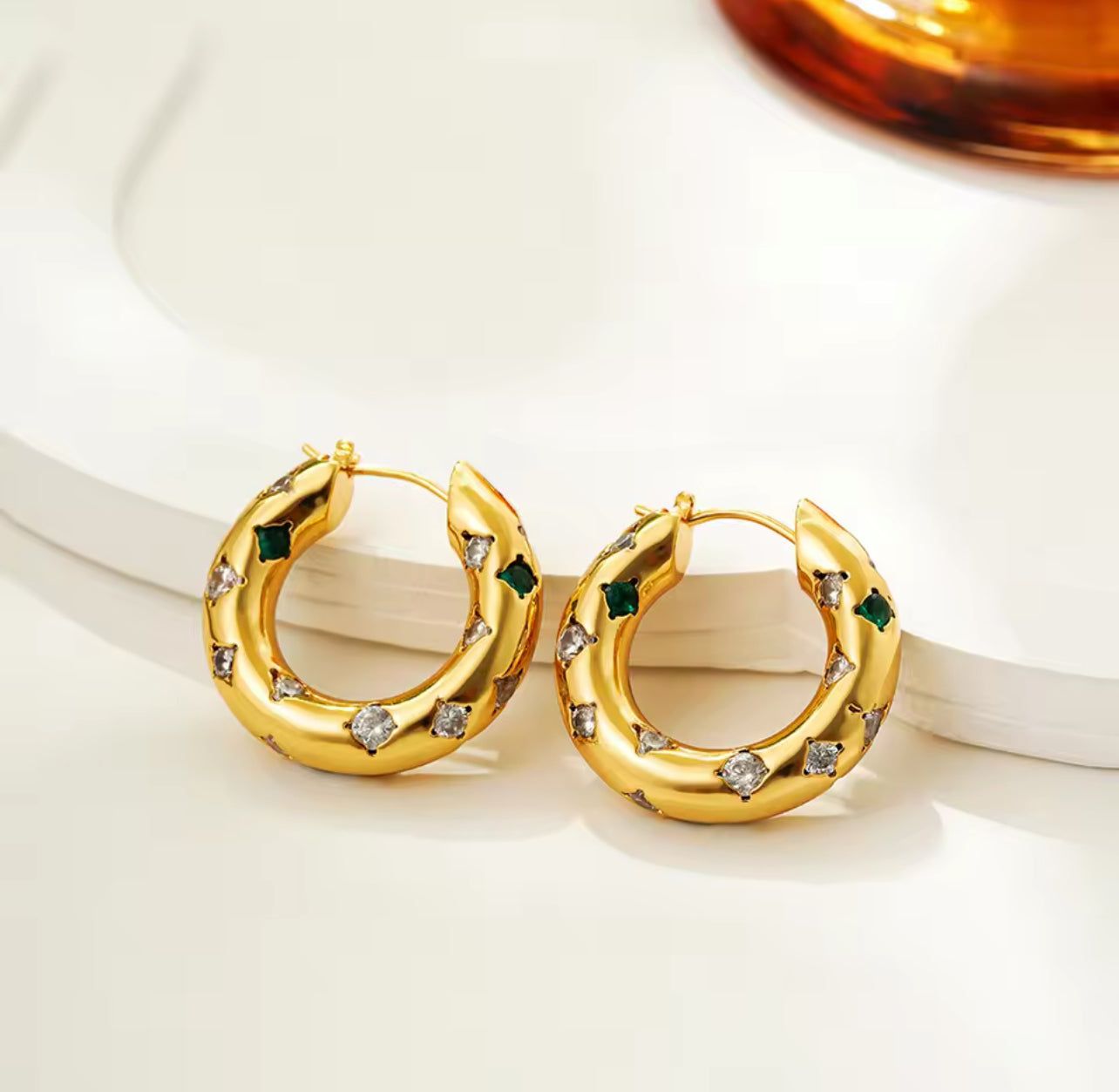 CZ Solid Hoop Earrings