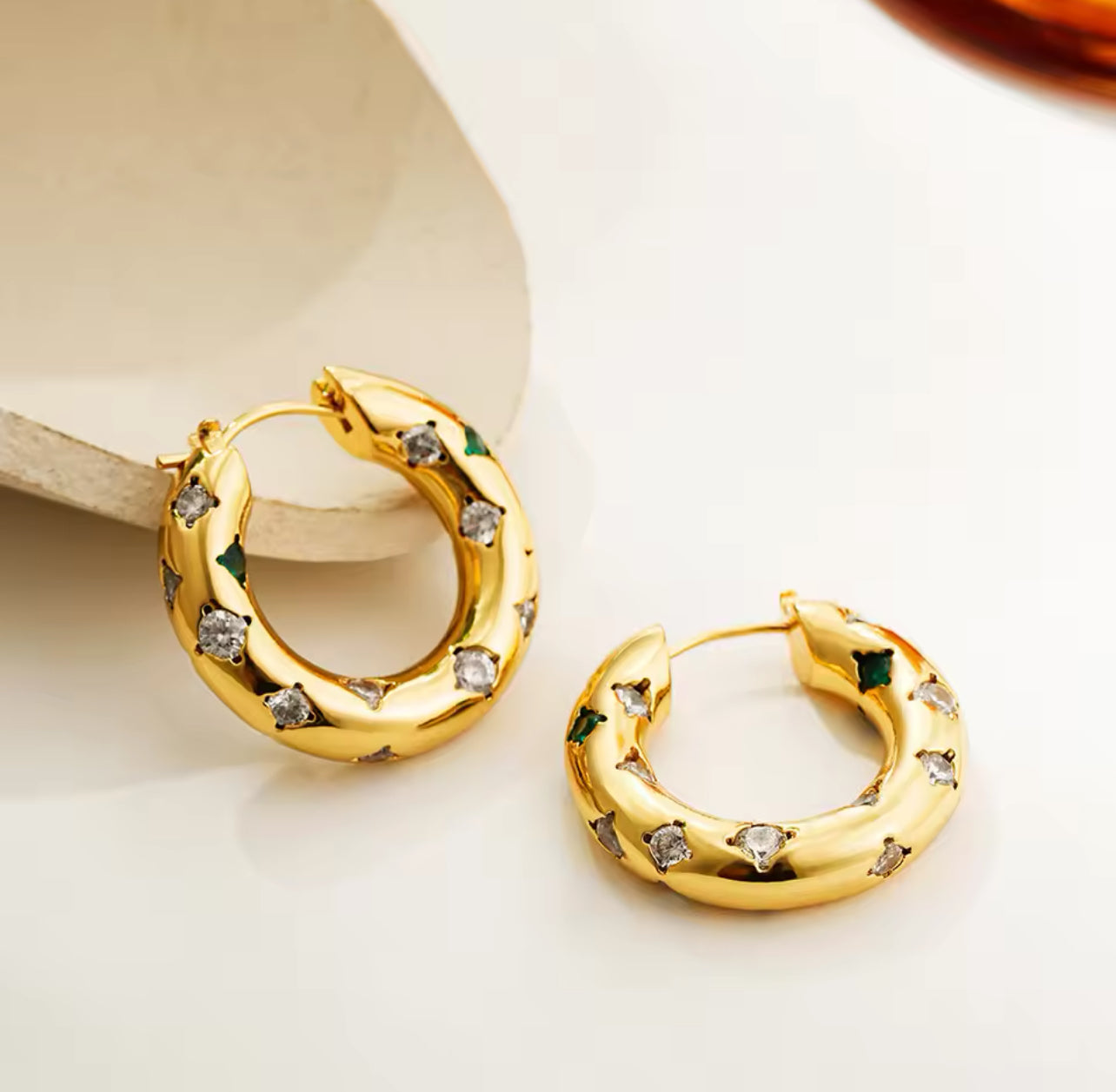 CZ Solid Hoop Earrings