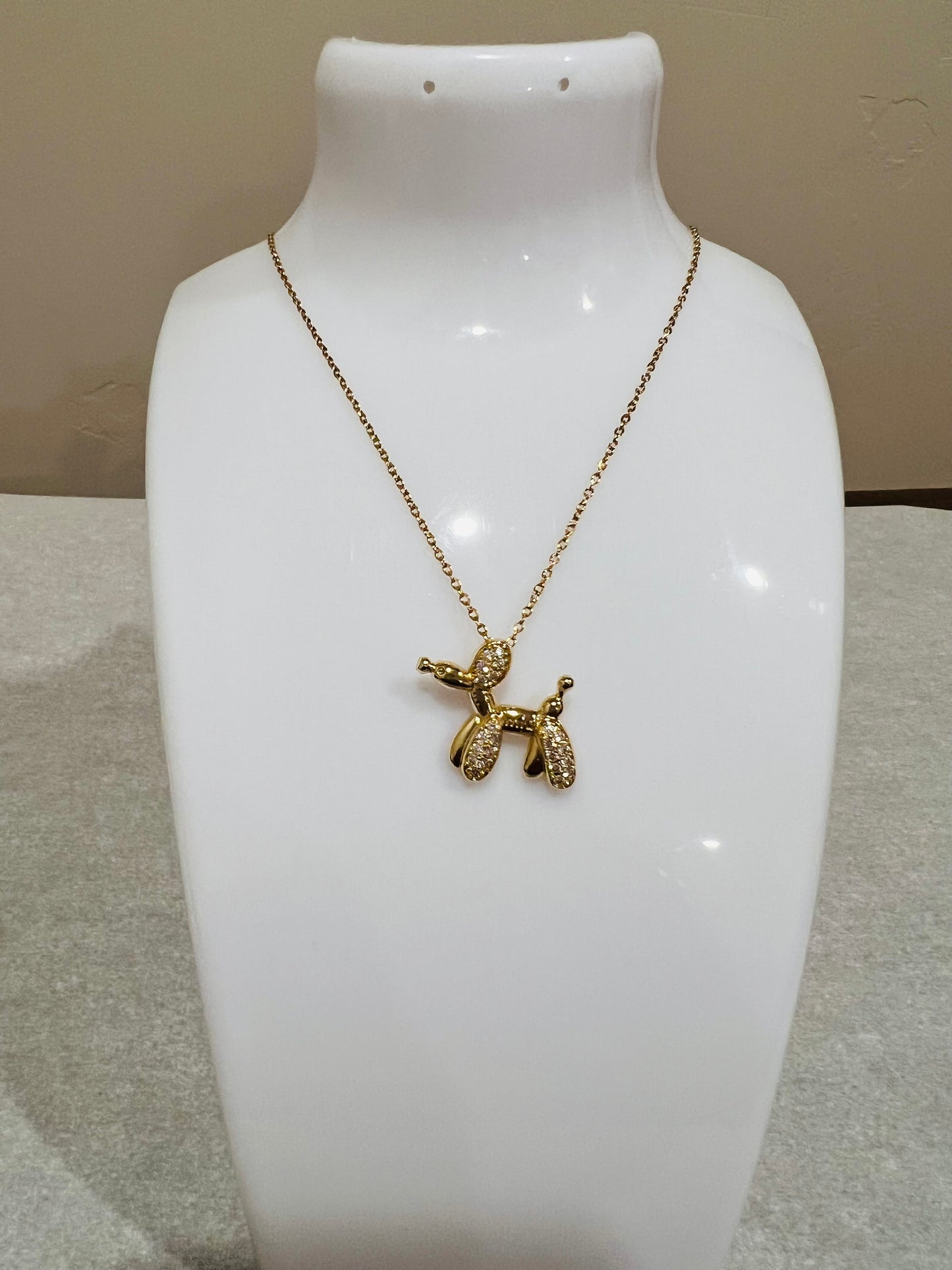 Balloon Dog CZ Necklace